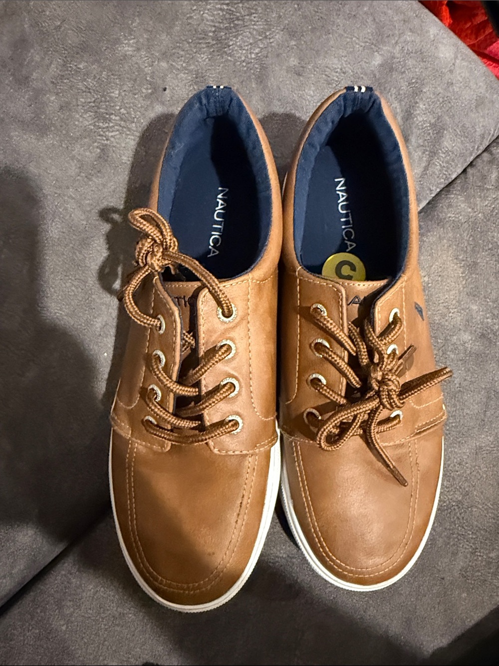 Nautica Tan/Brown Leather Lace-Up Boat Shoes